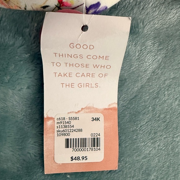 Cacique Floral Print Bra - Pink, Purple, Yellow and White Size 34K - Picture 5 of 5